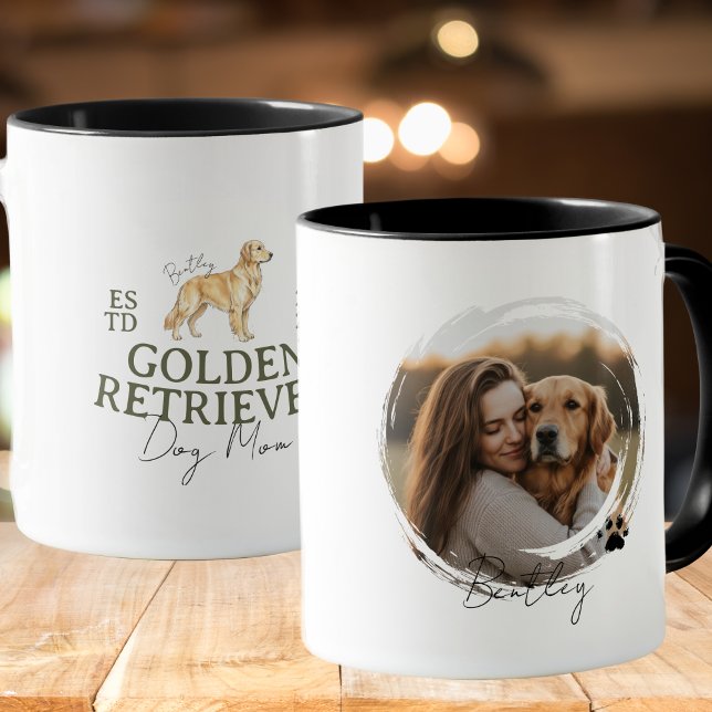 Custom Pet Portrait Dog Mum Golden Retriever Mug (Elevate your kitchen set with this Custom Pet Portrait Dog Mom Golden Retriever mug! )