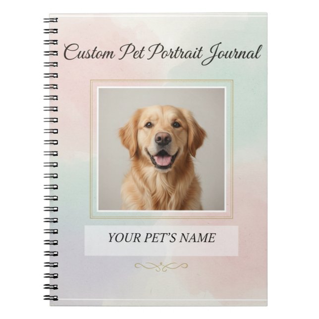 Custom Pet Portrait Journal – Personalised Noteboo (Front)