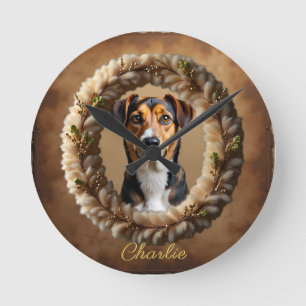 Custom Pet Portrait – Just Upload a Simple Photo Round Clock