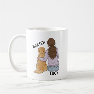 Custom Pet Portrait Mug with Woman – Full Body Dog
