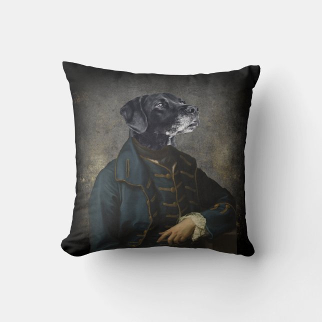 Custom Pet Portrait Painting Admiral Doggo Cushion (Front)