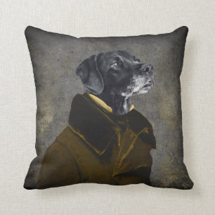 Custom Pet Portrait Painting Distinguished Man Cushion