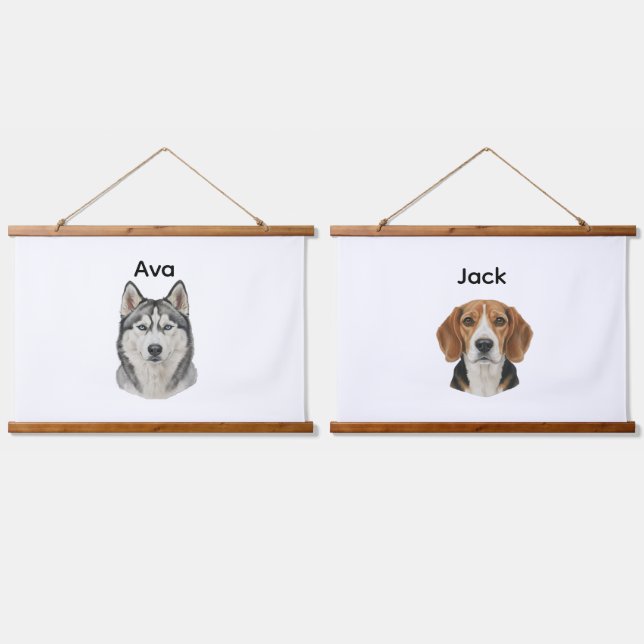 Custom Pet Portrait, Personalized Gift  Hanging Tapestry (Double)