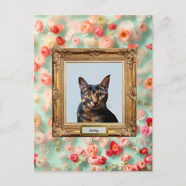 Custom Pet Portrait Postcard – Your Cat in a Frame (Front)