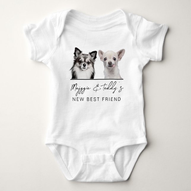Custom Pet Portrait, Pregnancy Announcement Baby Bodysuit (Front)