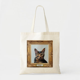 Custom Pet Portrait Tote – Your Cat in a Frame Bag