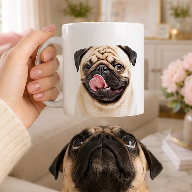 Custom Pet Portrait | Upload Colour Photo + Text Coffee Mug (Creator Uploaded)