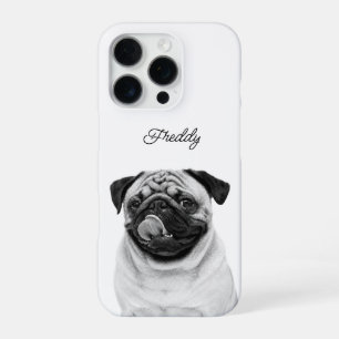 Custom Pet Portrait Upload Photo + Text B & W iPhone 16 Pro Case