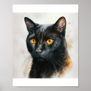 Custom Pet Portrait, Watercolor Cat Painting Poster