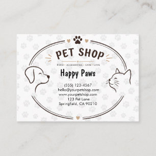 Custom Pet Shop Business Card with Dog & Cat Logo