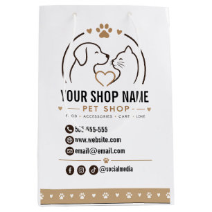 Custom Pet Shop Paper Bag with Logo & Contact
