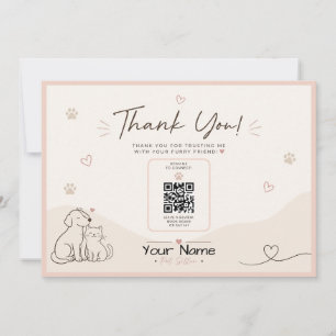 Custom Pet Sitter Thank You Card QR Code Pet Care
