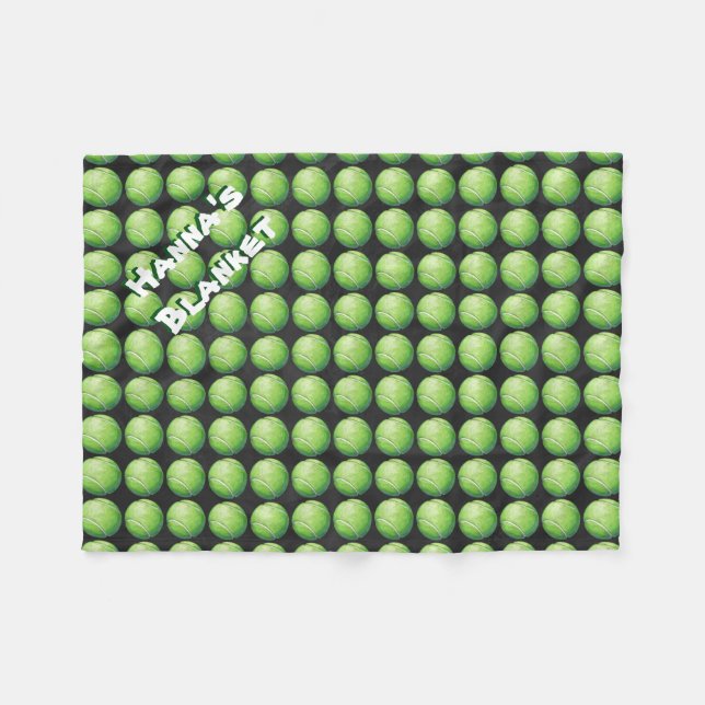 Custom Pet Tennis Ball Pattern Fleece Blanket (Front (Horizontal))