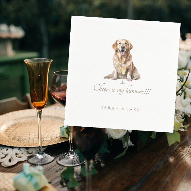 Custom Pet Wedding Cheers to my humans Cocktail Napkin (Creator Uploaded)