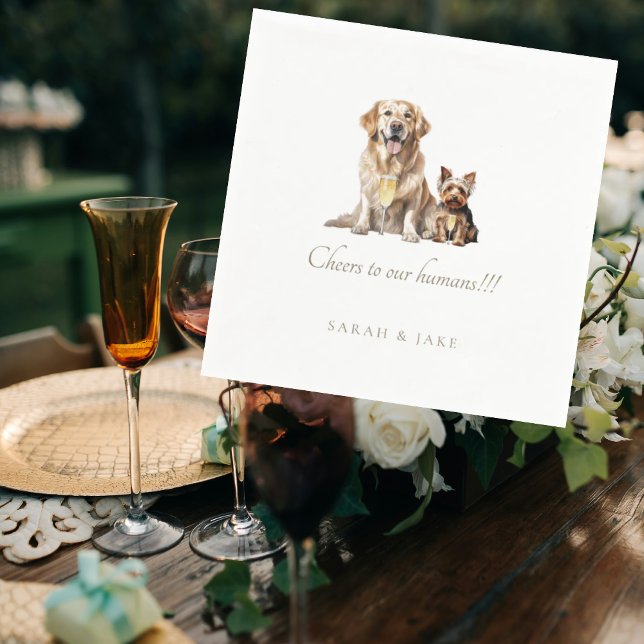 Custom Pet Wedding Cheers to our Humans Cocktail Napkin (Creator Uploaded)
