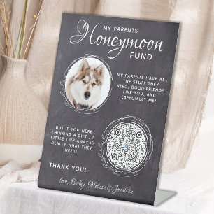 Custom Pet Wedding Venmo Dog Photo Honeymoon Fund Pedestal Sign