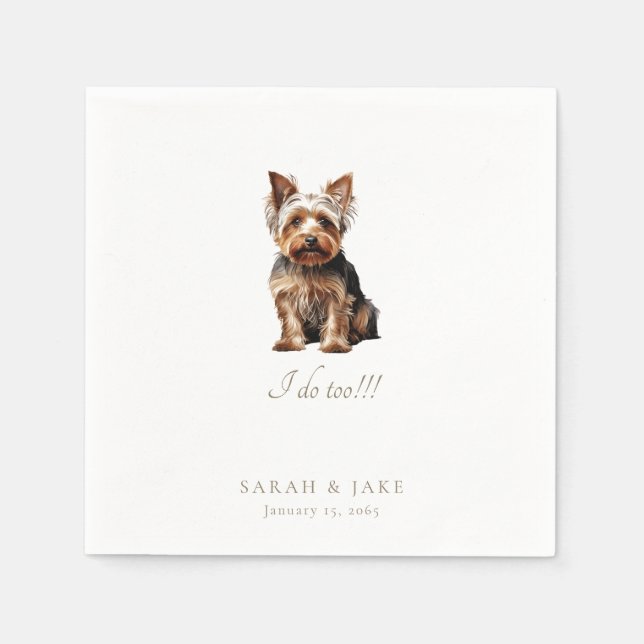 Custom Pet Wedding Yorkshire Terrier Napkin (Front)