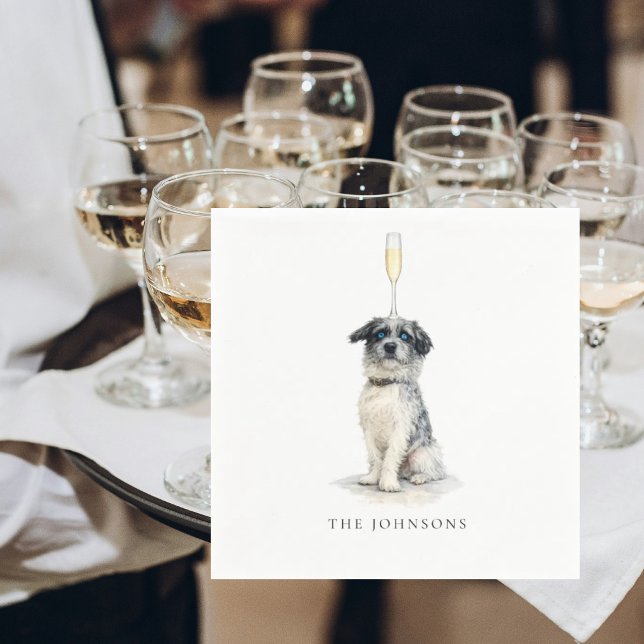 Custom Pet with Champagne Wedding III Napkin (Creator Uploaded)