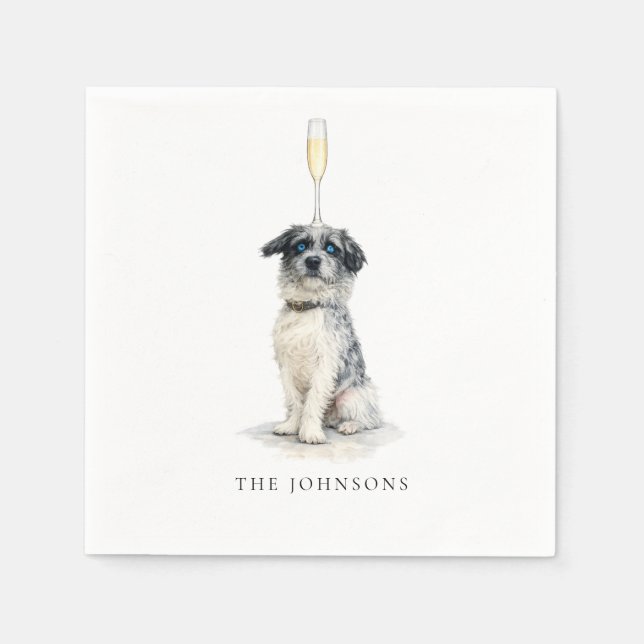 Custom Pet with Champagne Wedding III Napkin (Front)