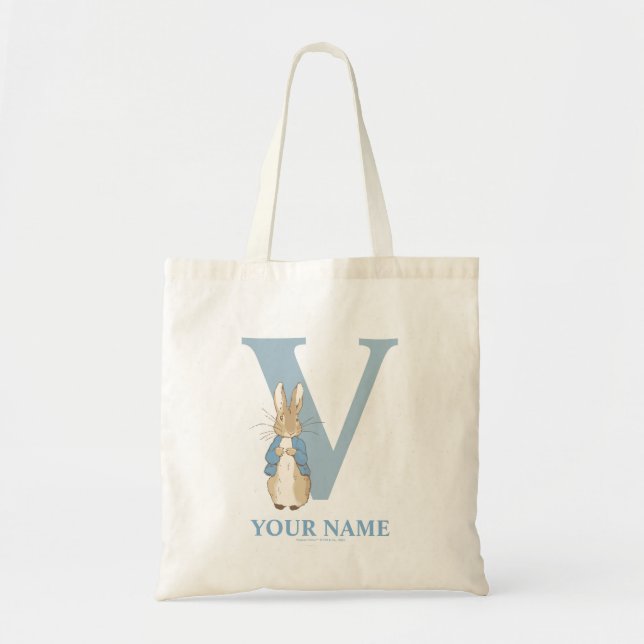 Custom Peter Rabbit - Letter V Tote Bag (Front)