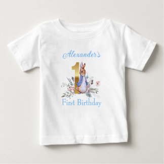Custom Peter the rabbit First birthday Baby T-Shirt