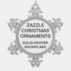 Custom Pewter Snowflake Christmas Tree Ornament