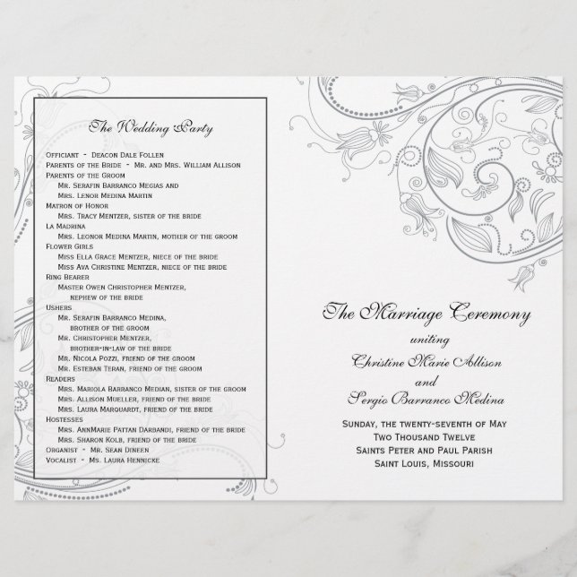 Custom_Pewter Wedding Program (Front)
