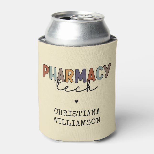 Custom Pharmacy Tech Retro Pharmacy Technician Can Cooler (Can Front)