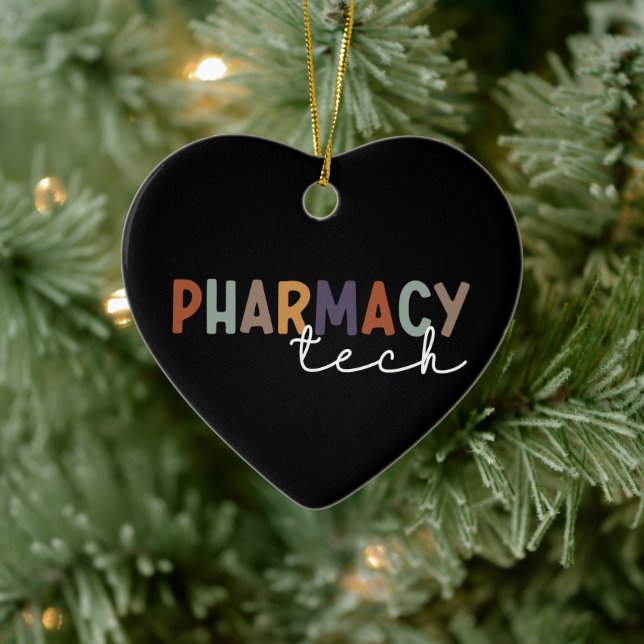 Custom Pharmacy Tech Retro Pharmacy Technician Ceramic Ornament (Tree)