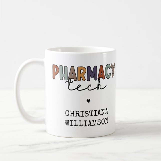 Custom Pharmacy Tech Retro Pharmacy Technician Coffee Mug (Left)