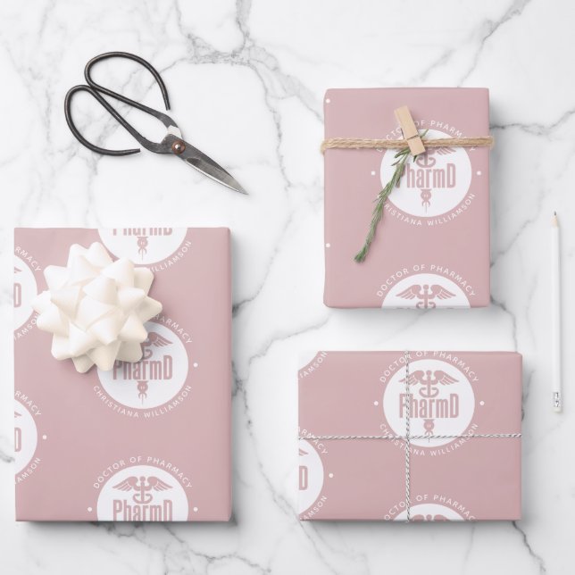 Custom PharmD Doctor of Pharmacy Graduation Wrapping Paper Sheet (Front)