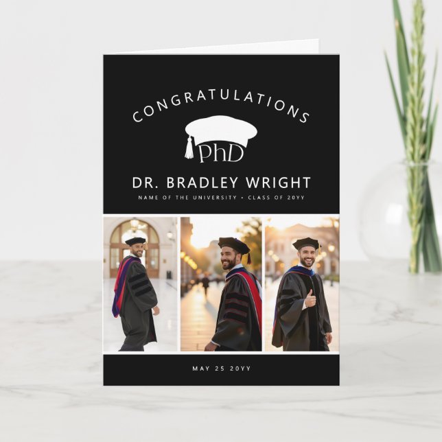 Custom PhD Doctoral Grad Hat Doctoral Graduation Card (Front)