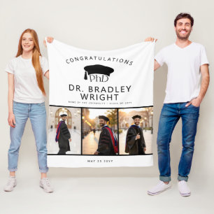 Custom PhD Doctoral Grad Hat Doctoral Graduation Fleece Blanket