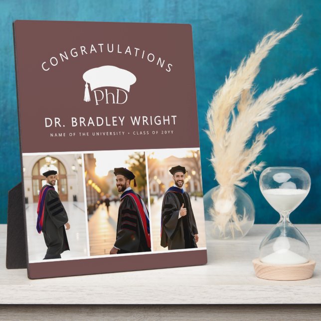 Custom PhD Doctoral Grad Hat Doctoral Graduation Plaque (Side)