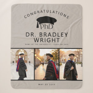 Custom PhD Doctoral Grad Hat Doctoral Graduation Sherpa Blanket