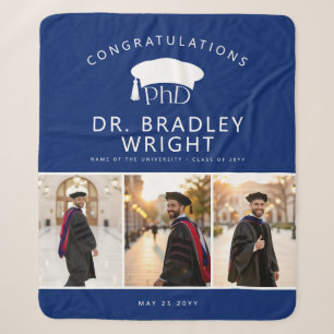 Custom PhD Doctoral Grad Hat Doctoral Graduation Sherpa Blanket
