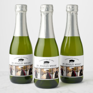 Custom PhD Doctoral Grad Hat Doctoral Graduation Sparkling Wine Label