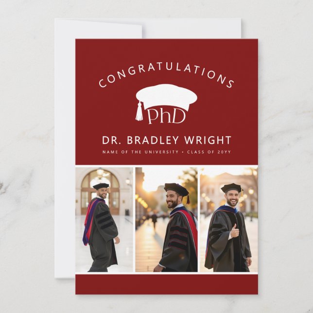 Custom PhD Doctoral Hat Doctoral Degree Graduation Card (Front)