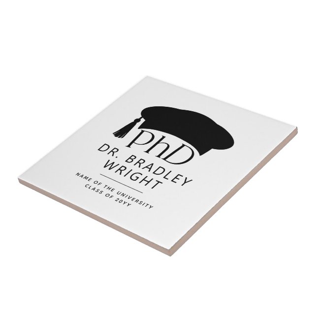 Custom PhD Doctoral Hat Doctoral Degree Graduation Ceramic Tile (Side)