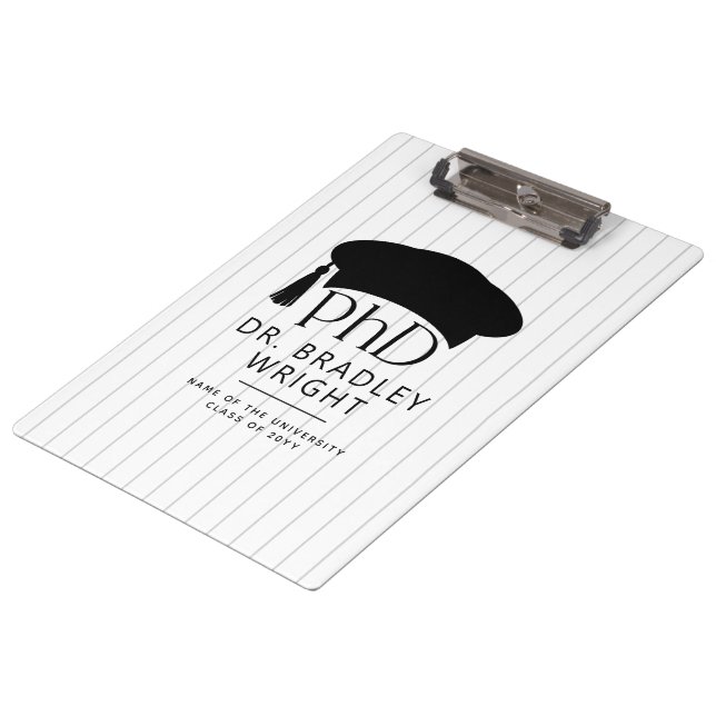 Custom PhD Doctoral Hat Doctoral Degree Graduation Clipboard (Angled)