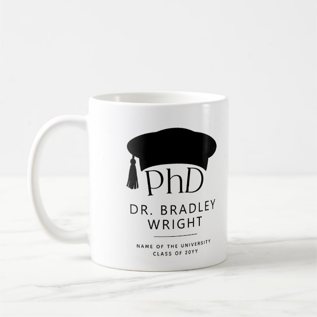 Custom PhD Doctoral Hat Doctoral Degree Graduation Coffee Mug (Left)
