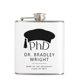 Custom PhD Doctoral Hat Doctoral Degree Graduation Hip Flask