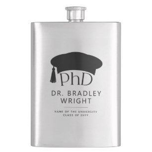 Custom PhD Doctoral Hat Doctoral Degree Graduation Hip Flask