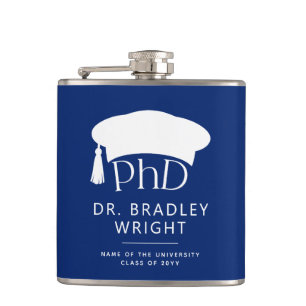 Custom PhD Doctoral Hat Doctoral Degree Graduation Hip Flask