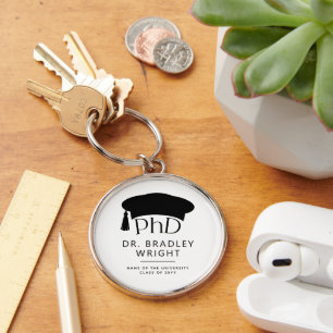 Custom PhD Doctoral Hat Doctoral Degree Graduation Key Ring