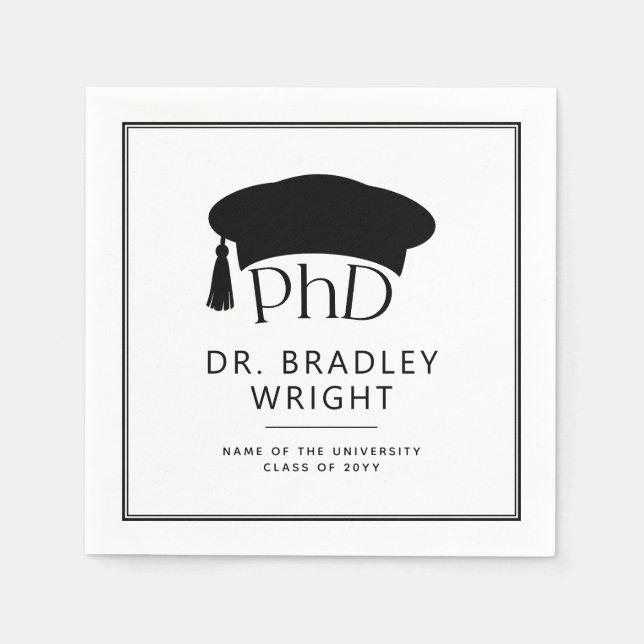 Custom PhD Doctoral Hat Doctoral Degree Graduation Napkin (Front)