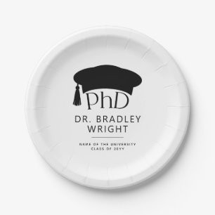 Custom PhD Doctoral Hat Doctoral Degree Graduation Paper Plate