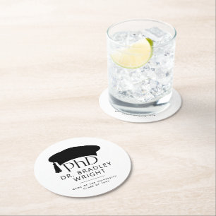 Custom PhD Doctoral Hat Doctoral Degree Graduation Round Paper Coaster