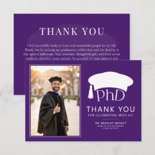 Custom PhD Doctoral Hat Doctoral Degree Graduation Thank You Card