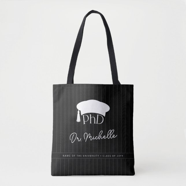 Custom PhD Doctoral Hat Doctoral Degree Graduation Tote Bag (Front)